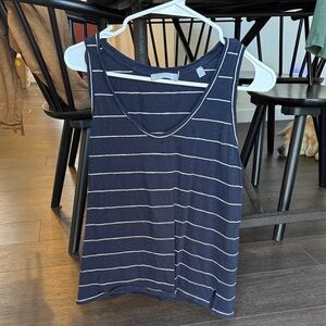 VINCE Striped Navy Blue Tank Top (M)
